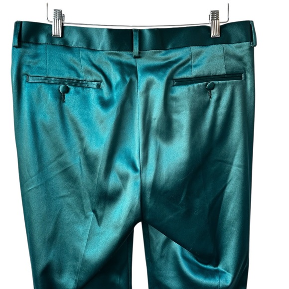 ASOS DESIGN Men’s Tapered Satin Dark Green Pants - Picture 7 of 16